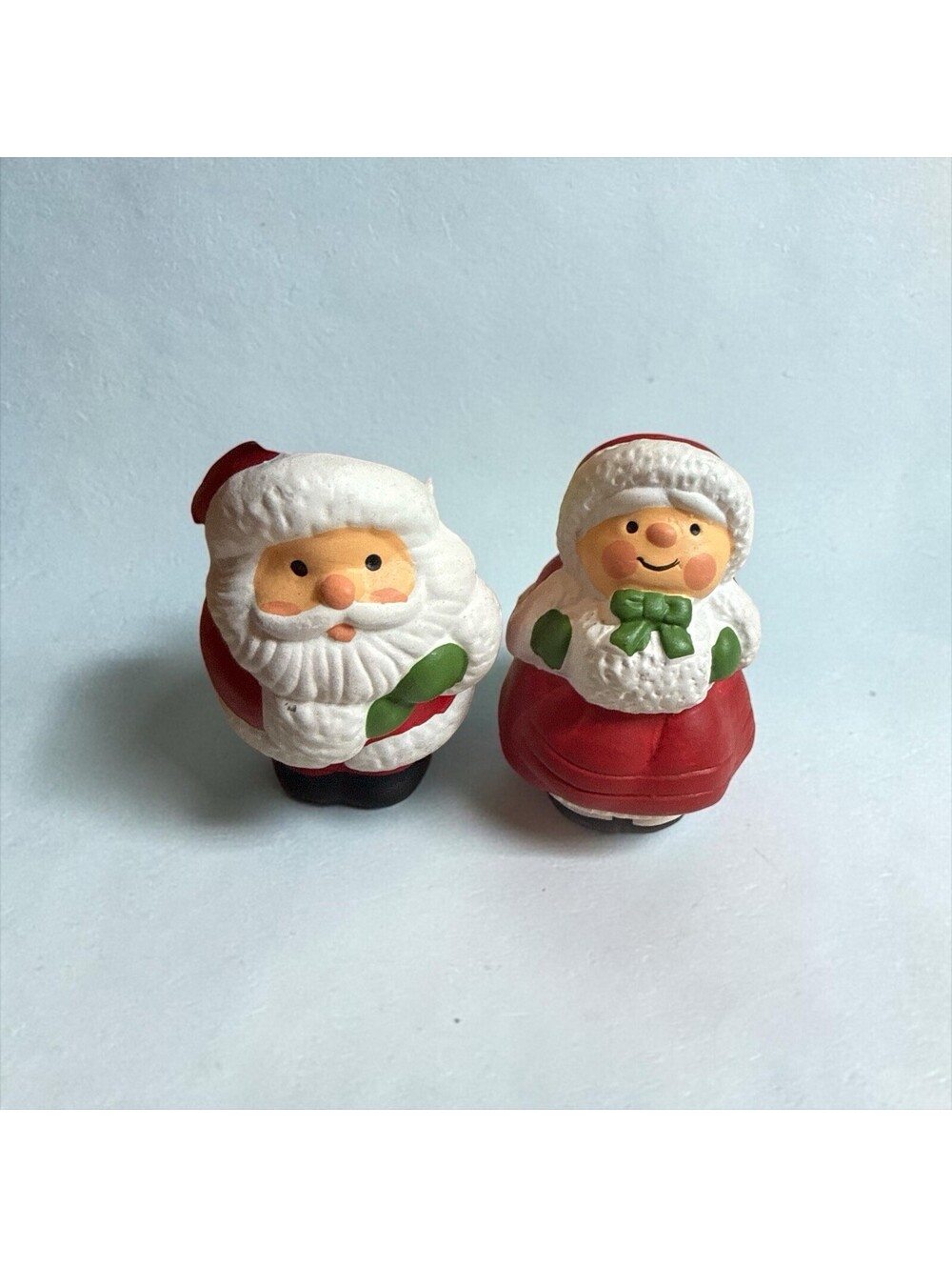 CANDLE COMPLIMENTS Christmas Mr. Santa & Mrs. Claus Candle Huggers Set 2 VTG 2"H - Picture 2 of 5